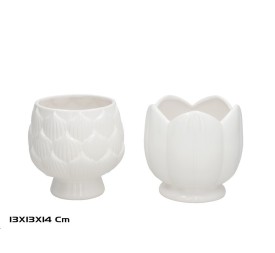 MACETERO CERAMICA ROSSANE 13X13X14CM BLANCO