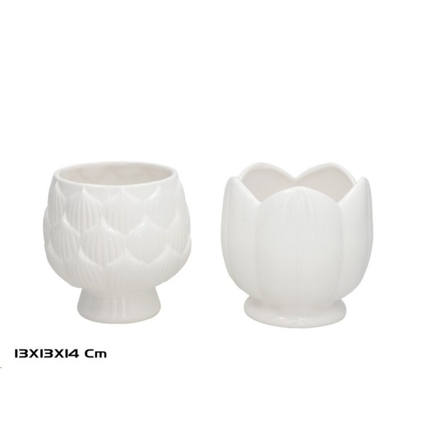 MACETERO CERAMICA ROSSANE 13X13X14CM BLANCO