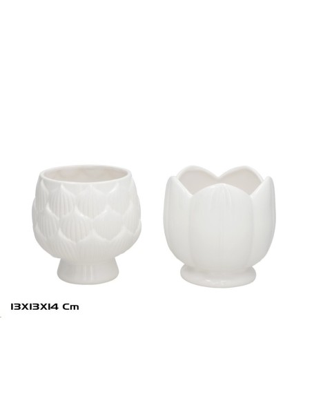 MACETERO CERAMICA ROSSANE 13X13X14CM BLANCO