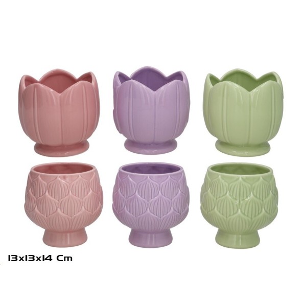 MACETERO CERAMICA ROSSANE 13X13X14CM 3 STD.