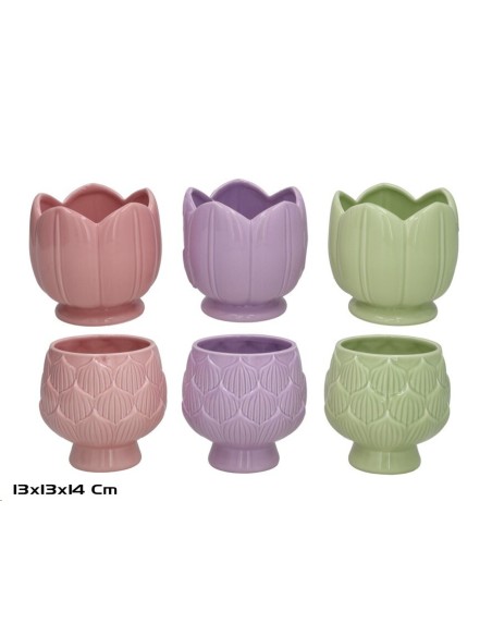 MACETERO CERAMICA ROSSANE 13X13X14CM 3 STD.