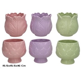 MACETERO CERAMICA LORRAIN 15,5X15,5X16CM 3 STD.