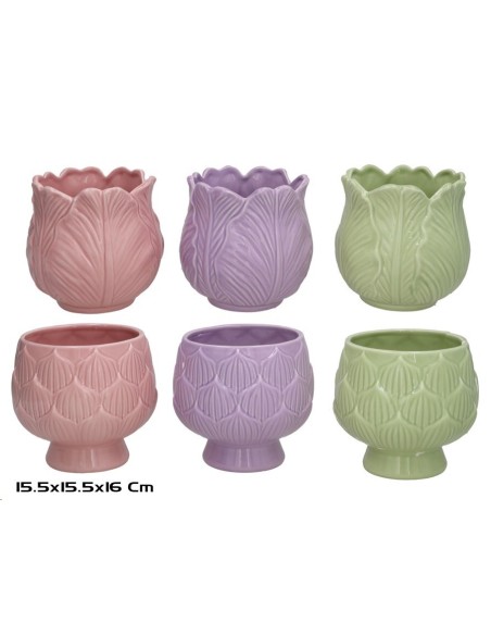 MACETERO CERAMICA LORRAIN 15,5X15,5X16CM 3 STD.