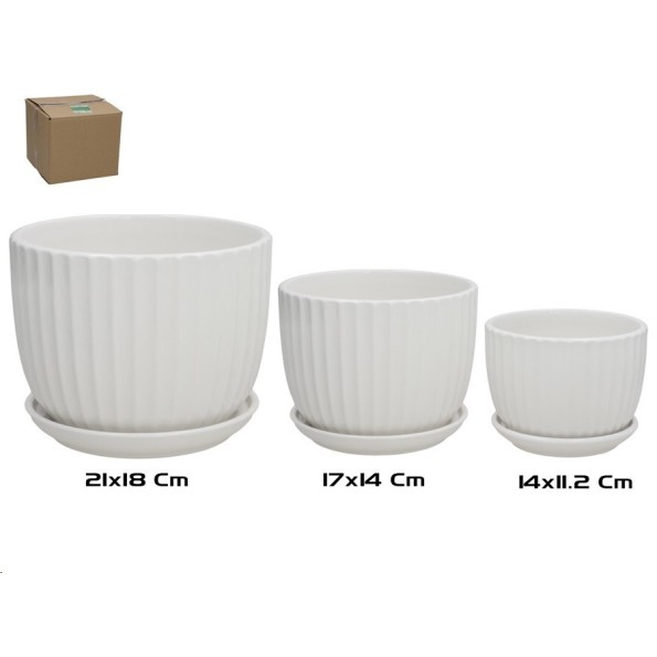 SET 3 MACETEROS KLEIN CERAMICA 21X18 CM