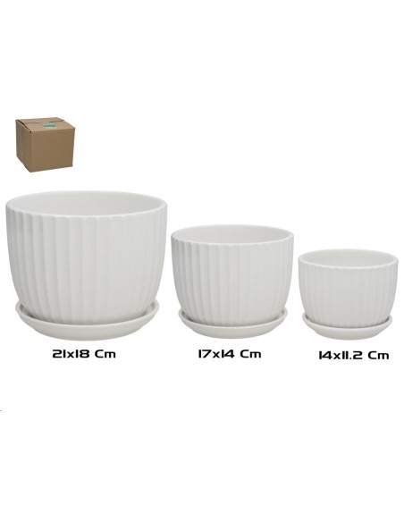SET 3 MACETEROS KLEIN CERAMICA 21X18 CM