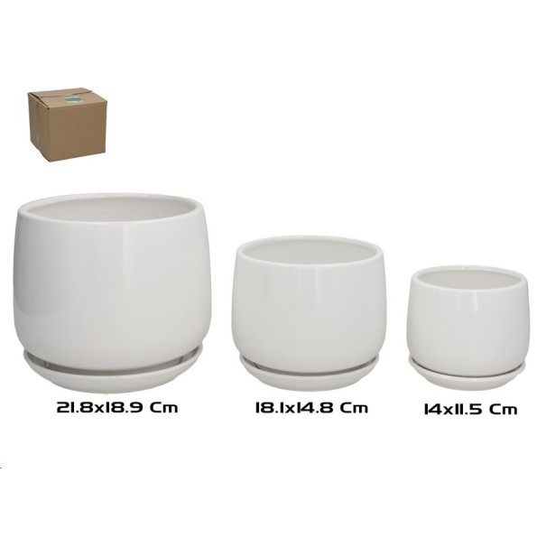 SET 3 MACETEROS OLGA CERAMICA 21,8X18,9 CM