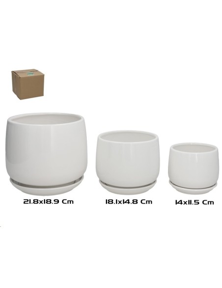 SET 3 MACETEROS OLGA CERAMICA 21,8X18,9 CM