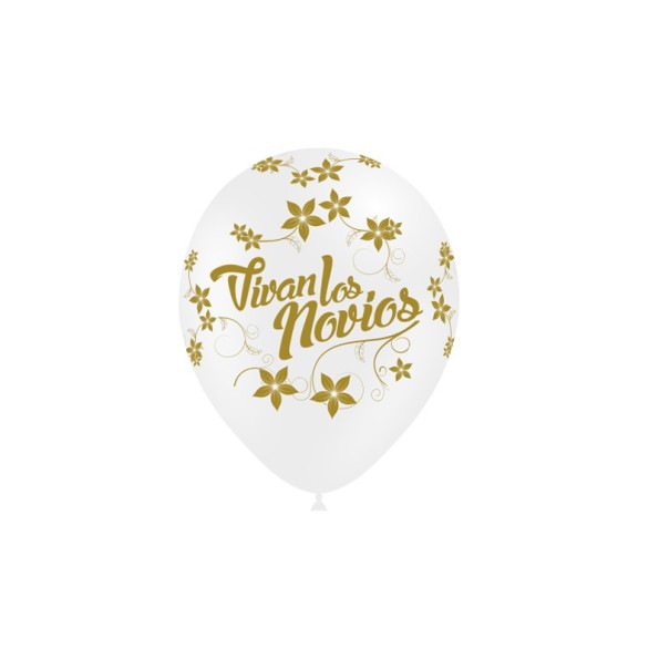 B/ 8 GLOBOS 95CM PERIM. BLANCO: VIVAN LOS NOVIOS