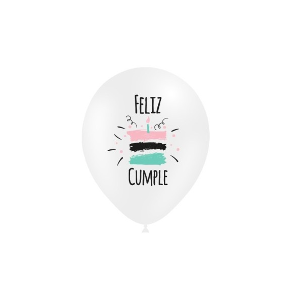 B/ 8 GLOBOS 95CM PERIM.: CUMPLE TARTA