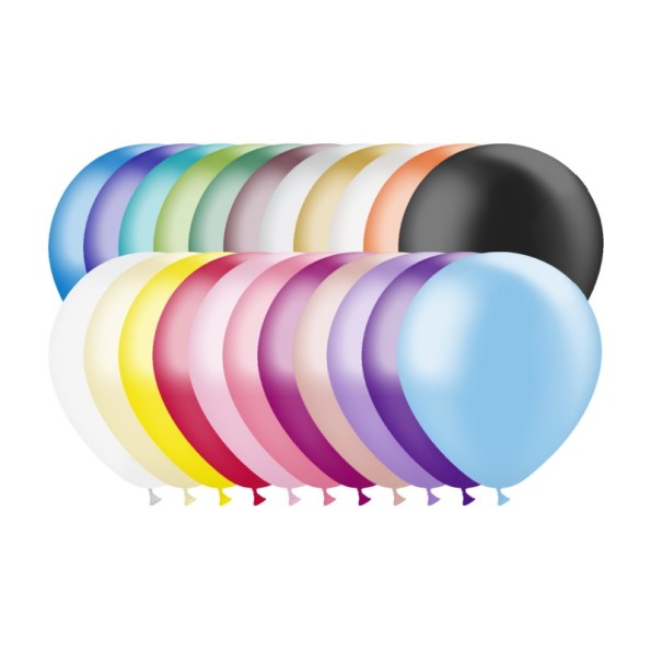 BOLSA 100 GLOBOS 45CM PERIM., COLORES SURTIDOS