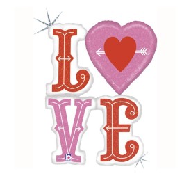 GLOBO LOVE FOIL 46'' CORAZONES Y FLECHAS HOLOGRA.