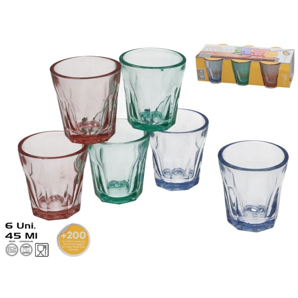 SET 6 VASOS EVEREST 45 ML COLOR