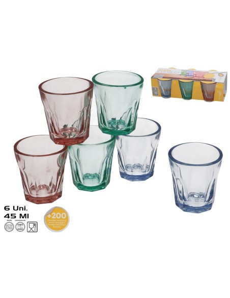 SET 6 VASOS EVEREST 45 ML COLOR