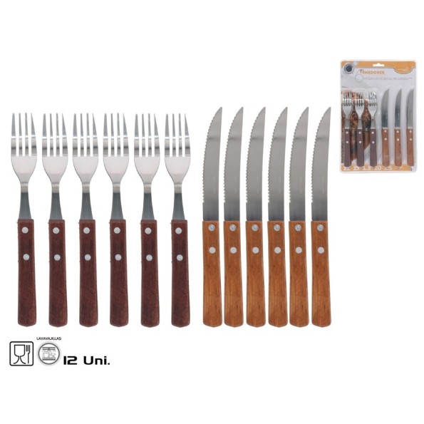 SET 6 TENEDOR + 6 CUCHILLOS 21X2CM