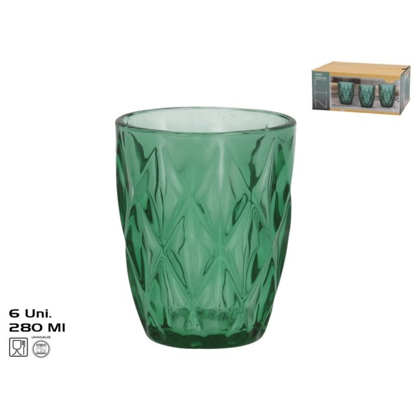 VASO CRISTAL LIZ X6 280ML VERDE