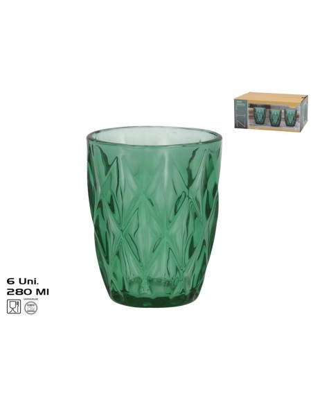 VASO CRISTAL LIZ X6 280ML VERDE