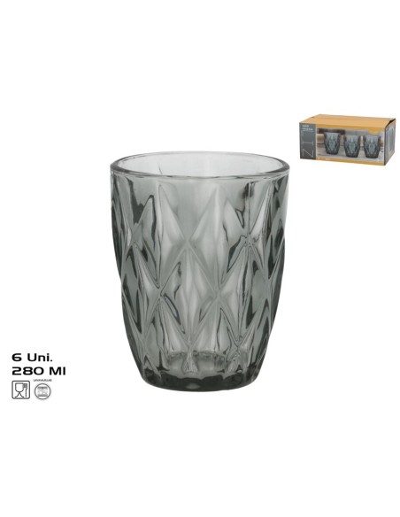VASO CRISTAL LIZ X6 280ML GRIS