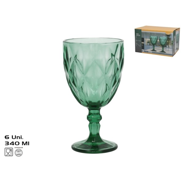 COPA CRISTAL LIZ X6 340ML VERDE