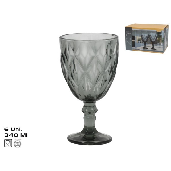 COPA CRISTAL LIZ X6 340ML GRIS