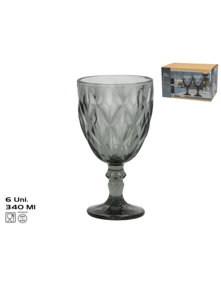 COPA CRISTAL LIZ X6 340ML GRIS