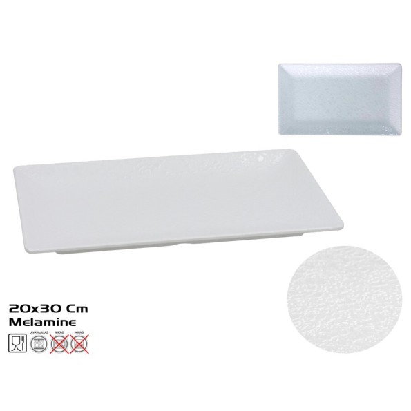 PLATO RECT. MELAMINA CARRIE 30X20CM BLANCO
