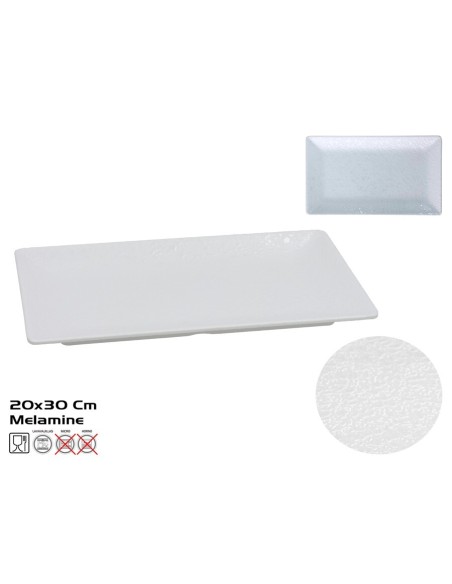 PLATO RECT. MELAMINA CARRIE 30X20CM BLANCO