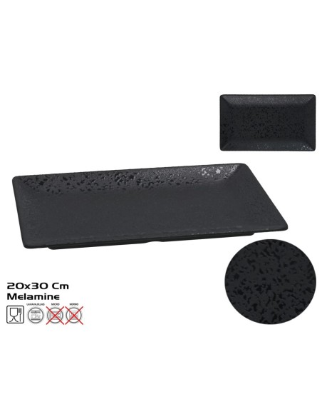 PLATO RECT. MELAMINA CARRIE 30X20CM NEGRO