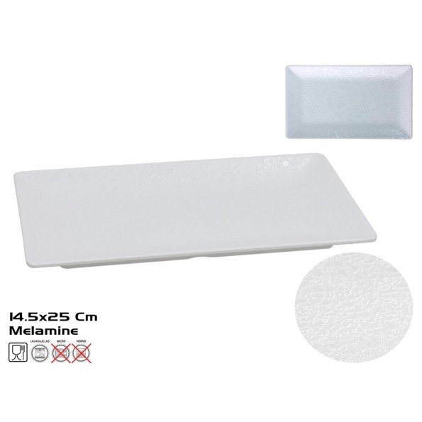 PLATO RECT. MELAMINA CARRIE 25X14.5CM BLANCO