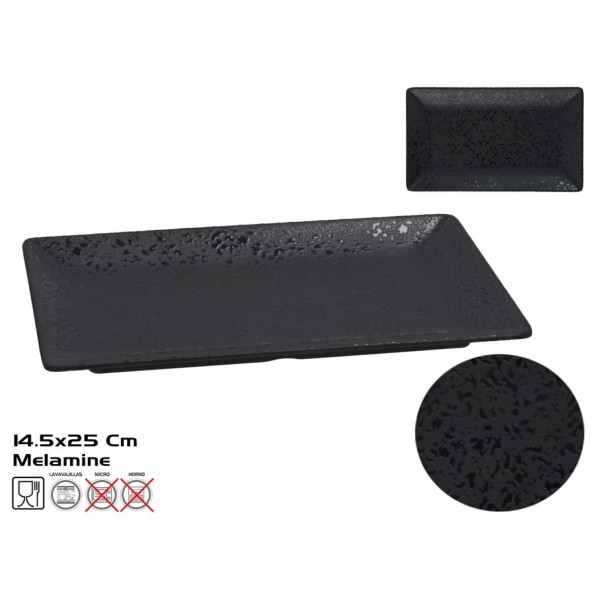 PLATO RECT. MELAMINA CARRIE 25X14.5CM NEGRO