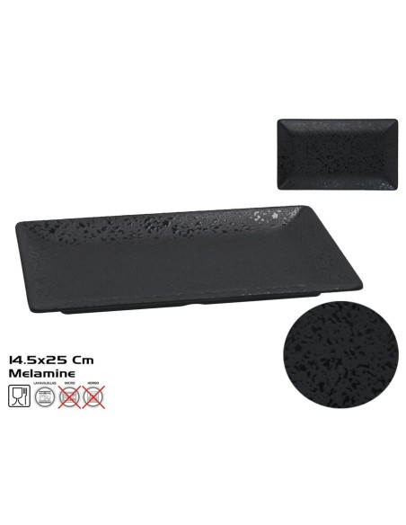 PLATO RECT. MELAMINA CARRIE 25X14.5CM NEGRO