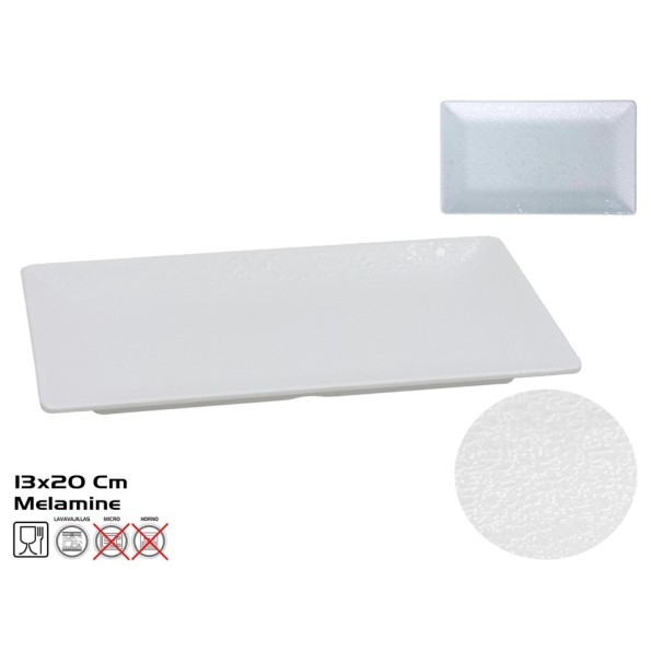 PLATO RECT. MELAMINA CARRIE 20X13CM BLANCO