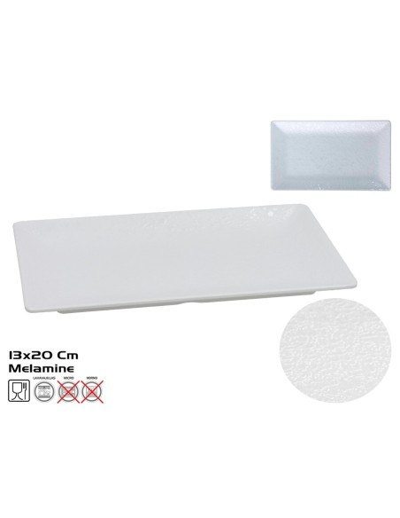 PLATO RECT. MELAMINA CARRIE 20X13CM BLANCO