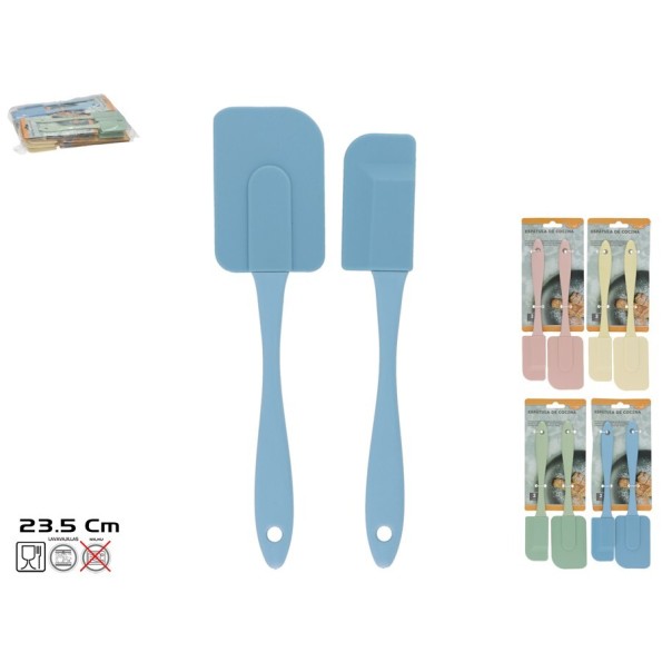 SET 2 ESPATULA COCINA SILICONA 23.5X5CM 4 SURT