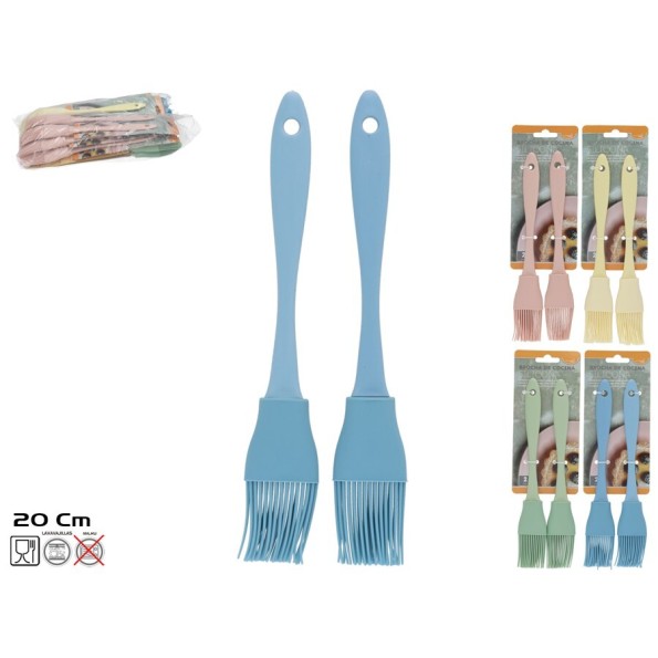 SET 2 BROCHA COCINA SILICONA 20X4CM 4 SURT