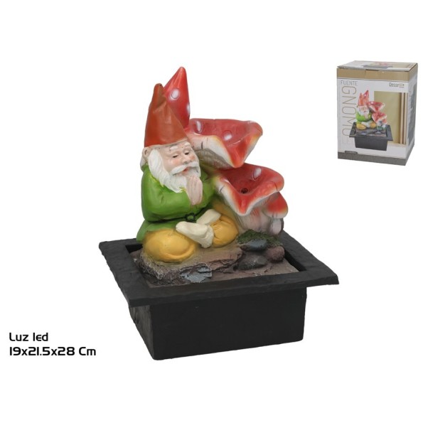 FUENTE GNOMO MEDITACION C/LED FRIA 21.5X19X28CM