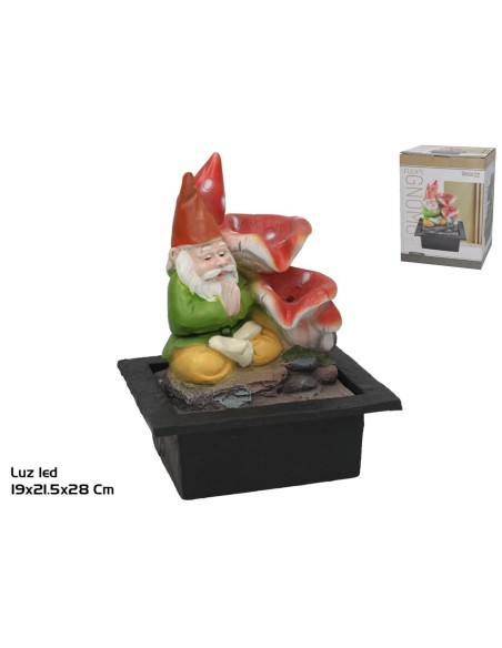 FUENTE GNOMO MEDITACION C/LED FRIA 21.5X19X28CM