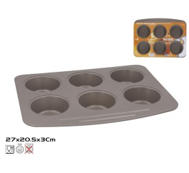 MOLDE MAGDALENAS X6 ANTIADHERENTE TOPACIO 27X20.5X3CM