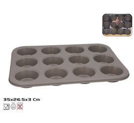 MOLDE MAGDALENAS X12 ANTIADHERENTE TOPACIO 35X26.5X3CM