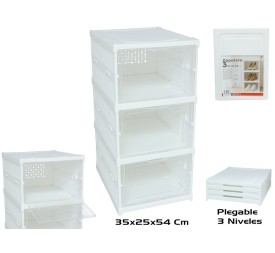 ZAPATERO PLEGABLE 3 NIVELES 35X25X54CM BLANCO