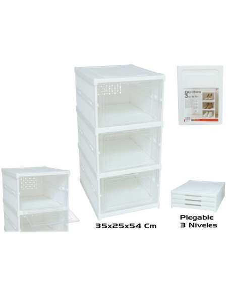 ZAPATERO PLEGABLE 3 NIVELES 35X25X54CM BLANCO
