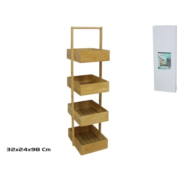 ESTANTERIA BAMBU 4 NIVELES REISHE 98X32X24CM