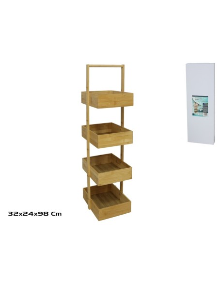 ESTANTERIA BAMBU 4 NIVELES REISHE 98X32X24CM