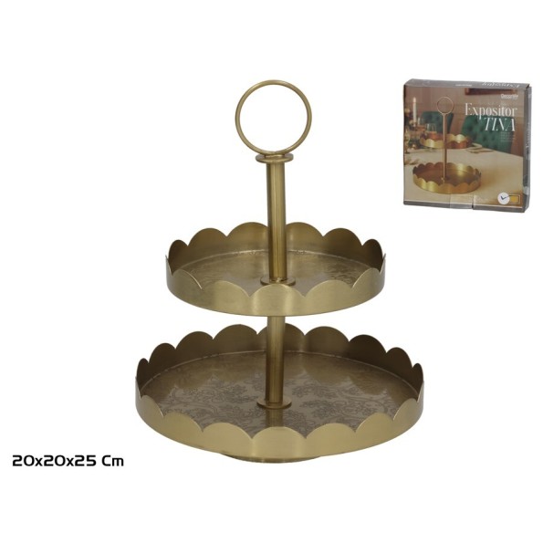 EXPOSITOR CUPCAKES 2 PISOS 20X20X25CM TINA ORO