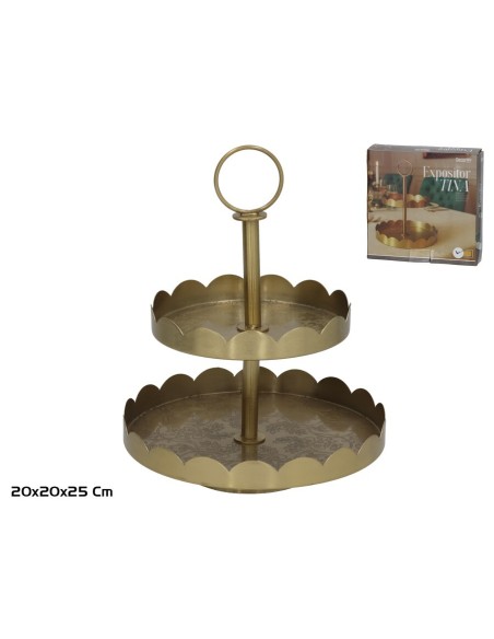 EXPOSITOR CUPCAKES 2 PISOS 20X20X25CM TINA ORO