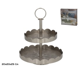 EXPOSITOR CUPCAKES 2 PISOS 20X20X25CM TINA PLATA