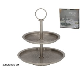 EXPOSITOR 2 PISOS 22X22X25CM LINA PLATA