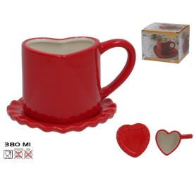 TAZA CON PLATO 380ML 14CM SAN VALENTIN