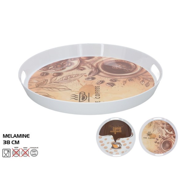 BANDEJA MELAMINA REDONDA C/ASAS GELLAR 38CM