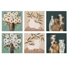 CANVAS 100% PINTADO A MANO FLORERO 60X60X4CM 6 SURT