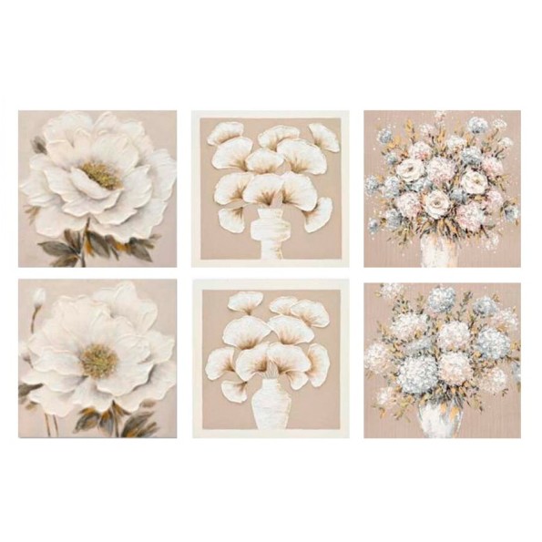 CANVAS 100% PINTADO A MANO FLORERO 80X80X3CM 6 SURT